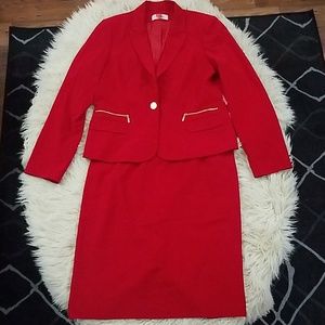 Red Calvin Klein Blazer/Skirt Power suit! Red Hot!